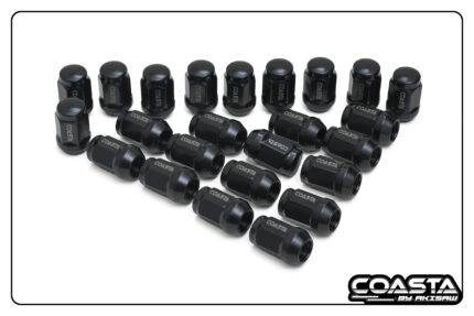 COASTA - Special Balck Electrophoresis M12x1.5 Wheel Lugnuts | 35 Long , 19 Across flat, 12x1.5 Screw thread