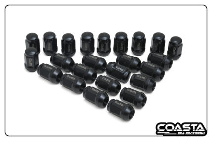 COASTA - Special Balck Electrophoresis M12x1.25 Wheel Lugnuts | 35 Long , 19 Across flat, 12x1.25 Screw thread