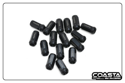 COASTA - Special Balck Electrophoresis M14x2.0 Wheel Lugnuts | 45 Long , 19 Across flat, 14x2.0 Screw thread